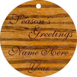 (image for) Seasons Greetings Zebrawood Wood Ornament