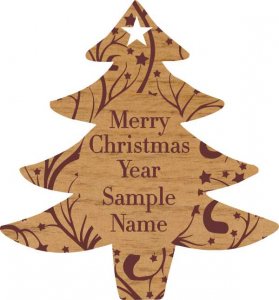 (image for) Merry Christmas Tree Alder Wood Ornament