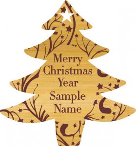 (image for) Merry Christmas Tree Bamboo Wood Ornament