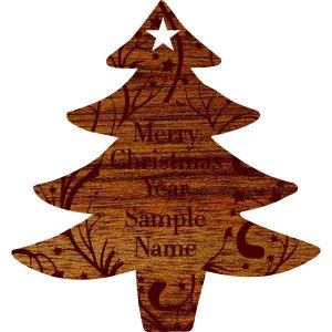 (image for) Merry Christmas Tree Bloodwood Wood Ornament