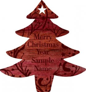 (image for) Merry Christmas Tree Purpleheart Wood Ornament