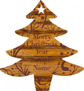 (image for) Merry Christmas Tree Zebrawood Wood Ornament