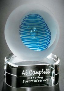 (image for) Blue Inspiration Glass Award on Clear Base 5.5\"