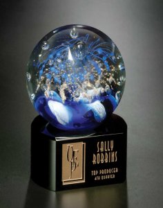 (image for) Glass Celebration Sphere Award on Black Base 5.5\"