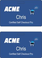(image for) Acme Salaried Certified Self Checkout Pro Blue Badge (Corporate ID Style)