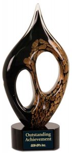 (image for) Black/Gold Coral Pattern Glass Award