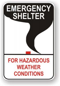 (image for) Emergency Shelter For Hazardous Weather Conditions Aluminum Sign
