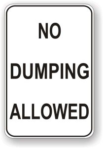 (image for) No Dumping Allowed Aluminum Sign