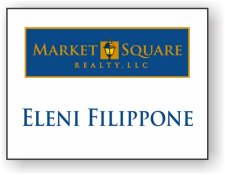 (image for) SB Marketing White Square Corner Name Badge - Market Square Realty