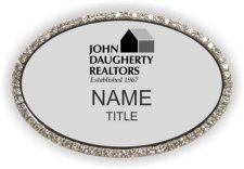 (image for) John Daugherty Realtors Oval Bling Silver badge