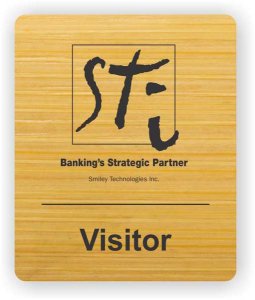(image for) Smiley Technologies Inc. Shaped Bamboo Light Printed Badge