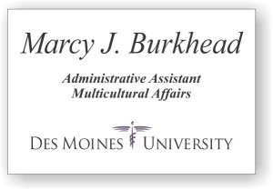 (image for) Des Moines University Shaped White badge