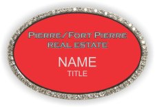 (image for) Pierre/Fort Pierre Real Estate Oval Bling Silver Other badge