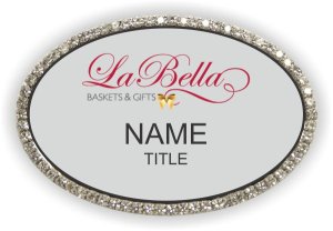 (image for) La Bella Baskets & Gifts Oval Bling Silver badge