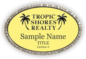 (image for) Tropic Shores Realty Oval Bling Silver badge