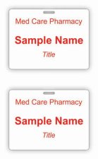 (image for) Med Care Pharmacy Shaped Double Sided White badge