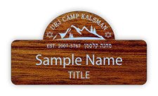 (image for) URJ Camp Kalsman Shaped Bloodwood badge