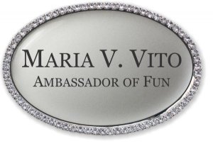 (image for) Cristina Santos Oval Bling Silver badge