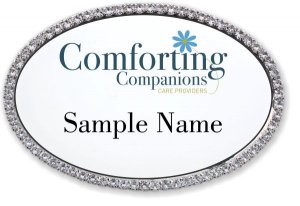 (image for) Comforting Companions Care Providers Oval Bling Silver Other badge