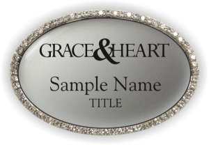 (image for) Grace&Heart Oval Bling Silver badge