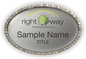 (image for) Right Way Home Protection Oval Bling Silver badge