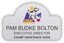 (image for) CHAMP ASSISTANCE DOGS Shaped Silver badge