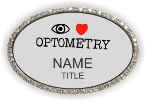 (image for) Optometry Care Oval Bling Silver badge