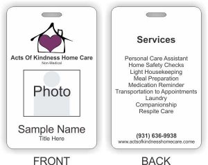 (image for) Acts Of Kindness Home Care Photo ID Vertical Double Sided badge