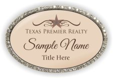 (image for) Texas Premier Realty Oval Bling Silver badge