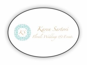 (image for) Karen Sartori Florals Weddings & Events Oval White badge