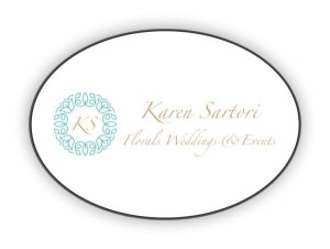 (image for) Karen Sartori Florals Weddings & Events Oval White badge