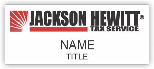 (image for) Jackson Hewitt Tax Service Standard White Square Corner badge- Red Logo