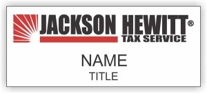 (image for) Jackson Hewitt Tax Service Standard White Square Corner badge- Red Logo