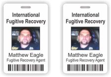 (image for) International fugitive recovery Barcode ID Vertical Double Sided badge