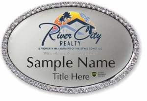 (image for) River City Realty Oval Bling Silver badge