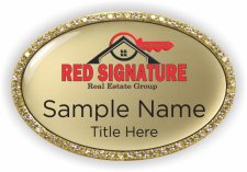 (image for) Red Signature Real Estate Group Oval Bling Gold badge