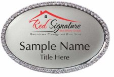 (image for) Red Signature Real Estate Oval Bling Silver badge