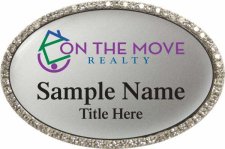 (image for) On The Move Realty LLC Oval Bling Silver badge