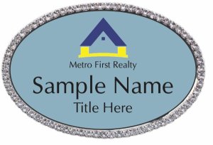 (image for) Metro First Realty Oval Bling Silver Other badge
