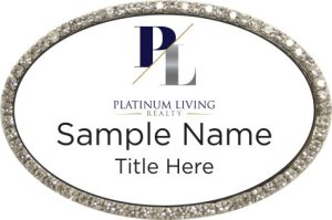 (image for) Platinum Living Realty Oval Bling Silver Other badge