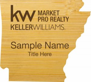 (image for) Keller Williams Market Pro Realty Shaped Bamboo Laser Engraved badge