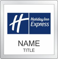 (image for) Holiday Inn Express Blue Logo Square White Badge on Silver Frame