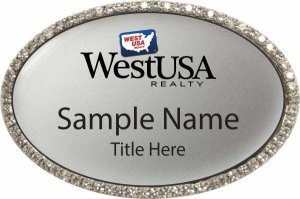 (image for) West USA Realty Oval Bling Silver badge