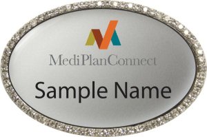 (image for) MediPlanConnect Oval Bling Silver badge
