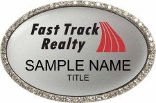 (image for) Fast Track Realty Oval Bling Silver Badge