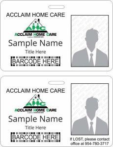 (image for) Acclaim Home Care Services Barcode ID Horizontal Double Sided badge