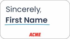 (image for) Acme Sincerely White Name Badge