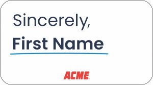 (image for) Acme Sincerely White Name Badge