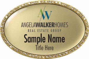(image for) Angela Walker Homes Real Estate Group Gold Oval Bling Badge