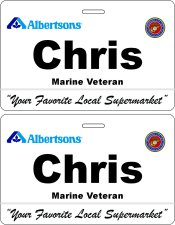 (image for) Albertsons Veteran ID Style Dual Sided Badge (No NiceGuard)